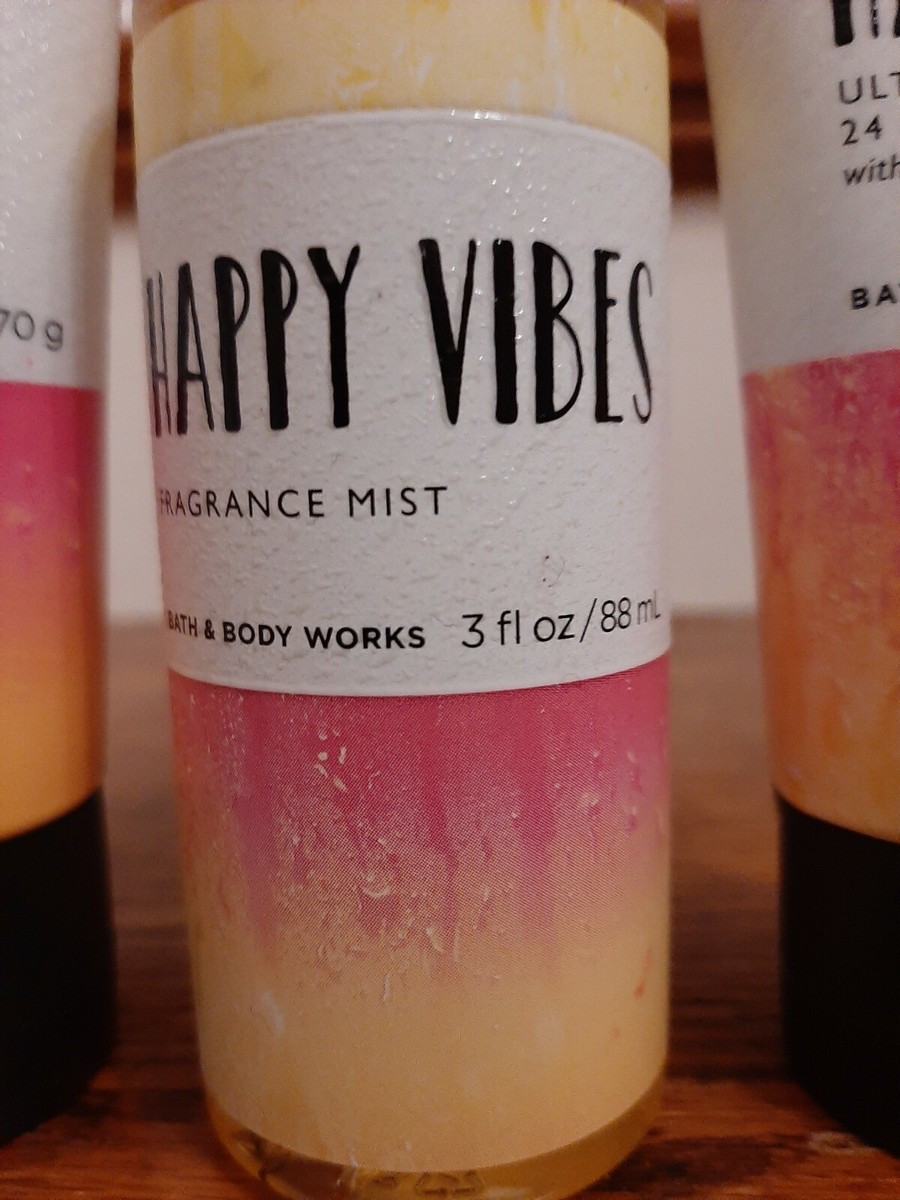BATH AND BODY WORKS HAPPY VIBES MIST SHOWER GEL LOTION 6 LOT RARE