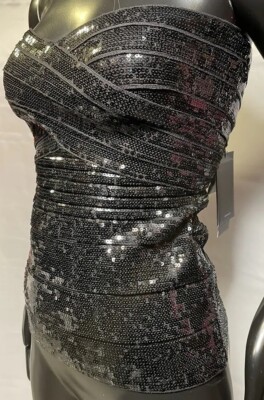 NWT Herve Leger Sequined Bandage Bustier Top Size M Orig $1,650.00