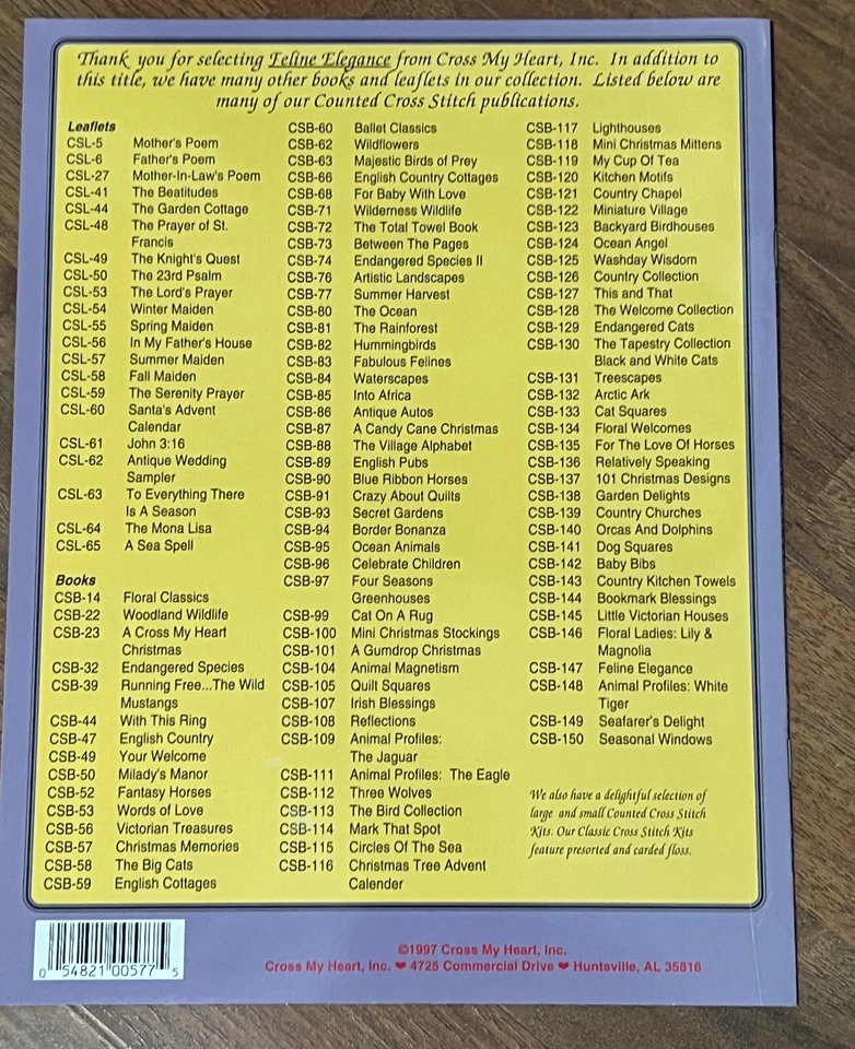 Feline Elegance by Cross My Heart cross stitch pattern - Image 2 of 2