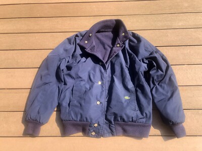 Vtg 80s Lacoste Reversible Jacket Blue Bomber / Knit Club