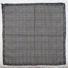M56 FENDI Gray Cotton Scarf Scarves Pocket Square 16" X 17"