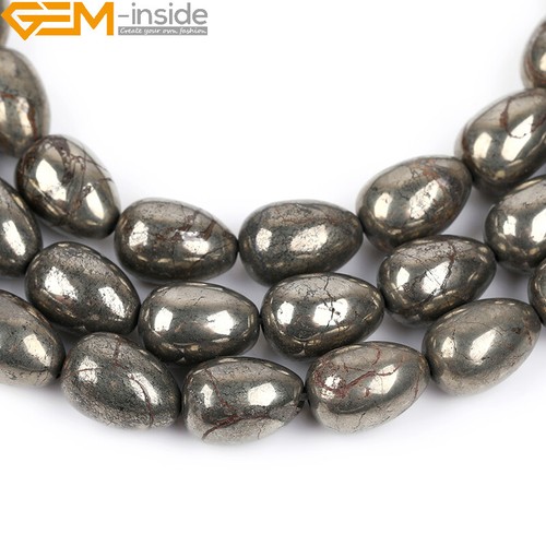Teardrop Gemstone Natural Silver Gray Pyrite Beads For Jewelry Making 15” - Picture 14 of 27