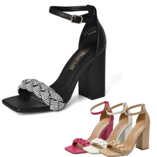 Women High Chunky Block Heel Sandals Ankle Strap Open Toe Pump Dress Shoes