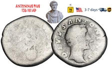 Ancient Roman Empire Coin Silver Denarius ANTONINUS PIUS 138-161 AD #33027