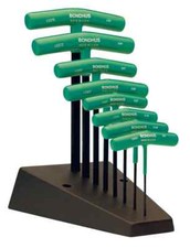 BONDHUS Allen Key T-Handle Torx Hex 8pcs Set & Stand TX9-TX40 33034