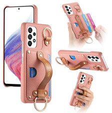 Luxury Leather Card Holder Women Wallet Hand Strap Back Phone Case For Phones