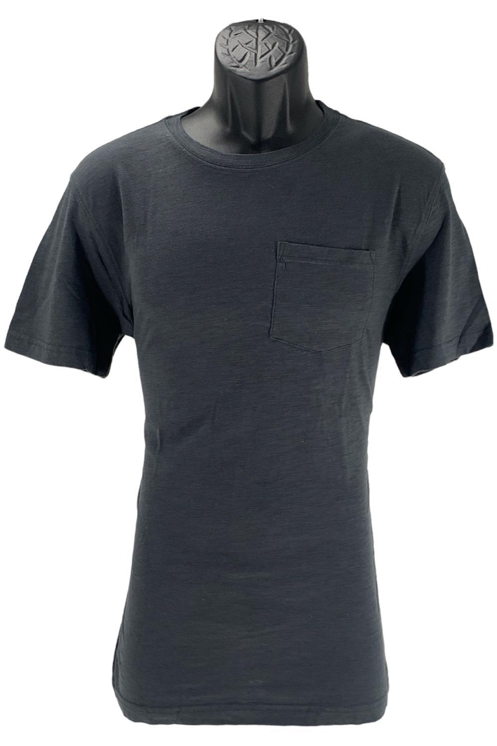 Мужская футболка из плотного хлопка Keltex с круглым вырезом и карманом цвета древесного угля