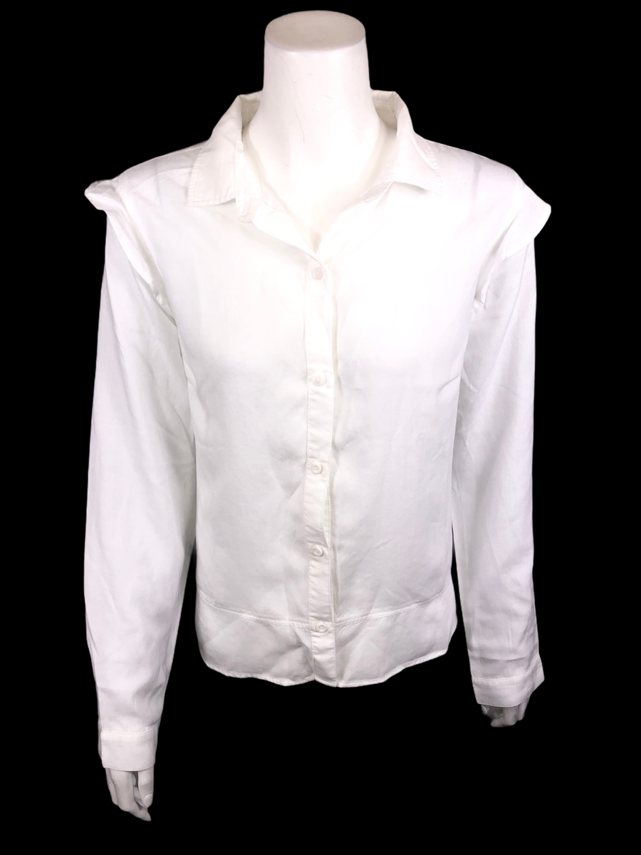 Side Stitch Women's Peplum Ruffle Button-Front Long-Sleeve Top