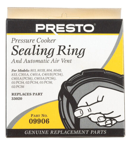 Presto 09906 Pressure Cooker Sealing Anneau/Automatic Air Vent Pack 4 & 6 Quart - Picture 1 of 1