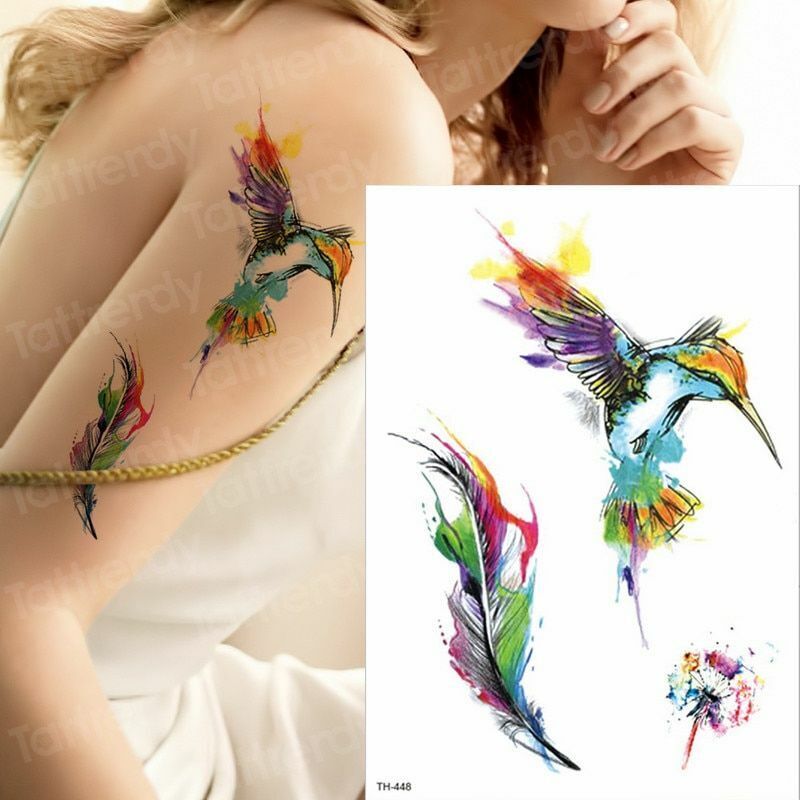1sheet Hummingbird Mandala Waterproof Tattoos Peacock Feather Temporary  Tattoo B | eBay