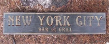 NEW YORK CITY BAR & GRILL Rustic Painted Wooden Sign