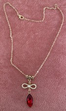 Marquise red ruby Crystal glass Bows Necklace, Beautiful Formal Sweet jewellery