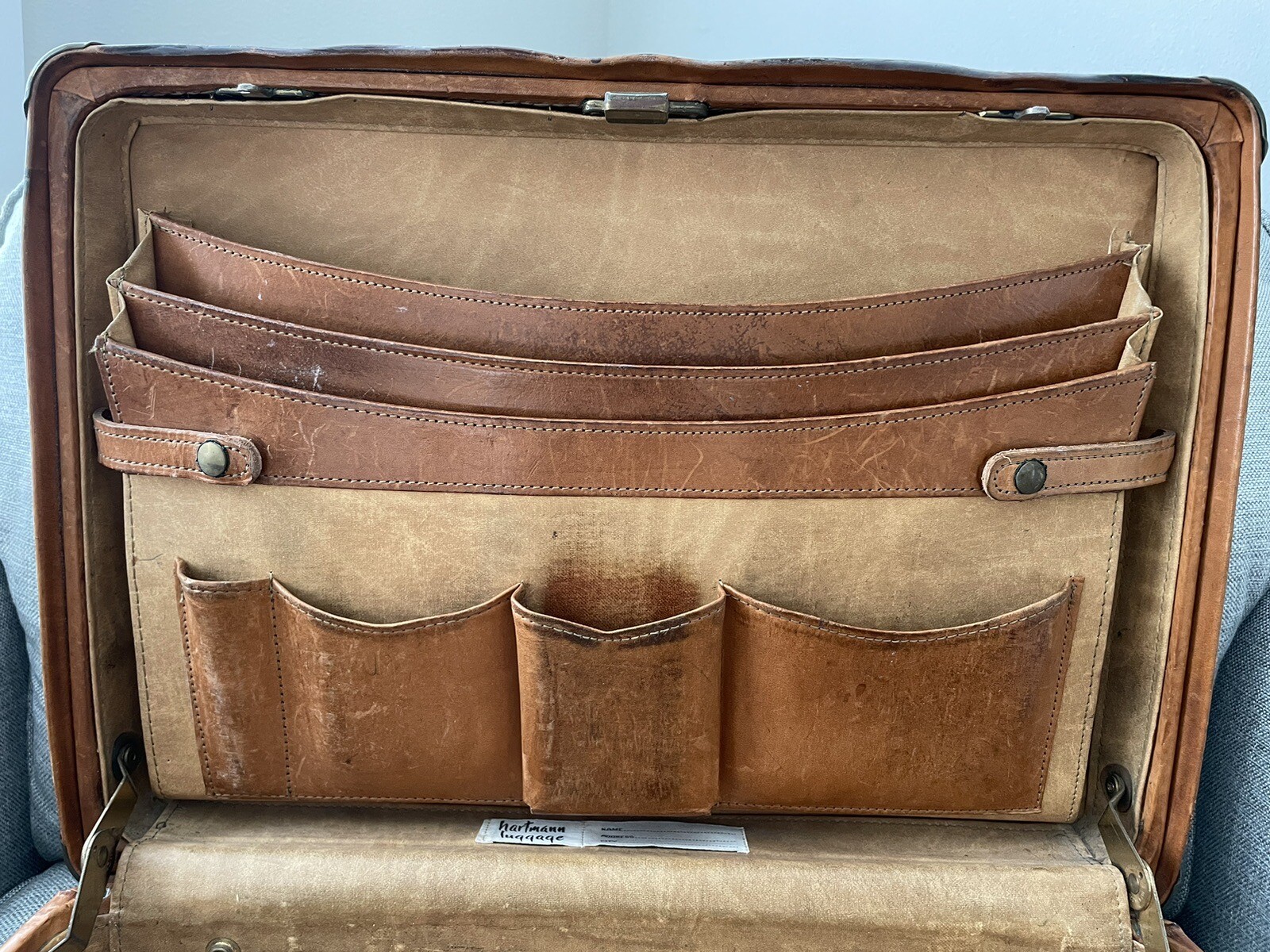 Vtg Hartmann Belting Brown Leather Briefcase Hard Cas… Gem