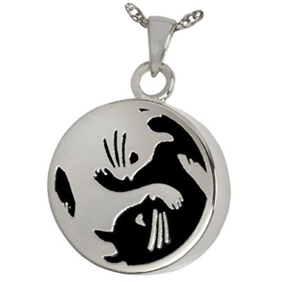 Katze Yin Yang Asche Halter Einäscherung Urne Andenken Anhänger Halskette Sterlingsilber