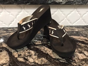Ralph Lauren Polo Black Wedge Thong Sandal Flip Flop - Womenâs 7.5 | eBay