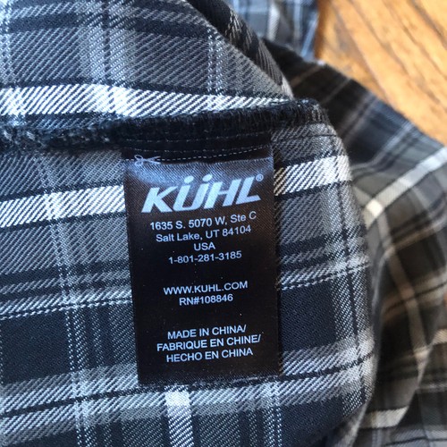 Kuhl Men's Medium M Dillinger Flannel Shirt Tencel Cotton Blend Gray White Plaid - Picture 10 of 12