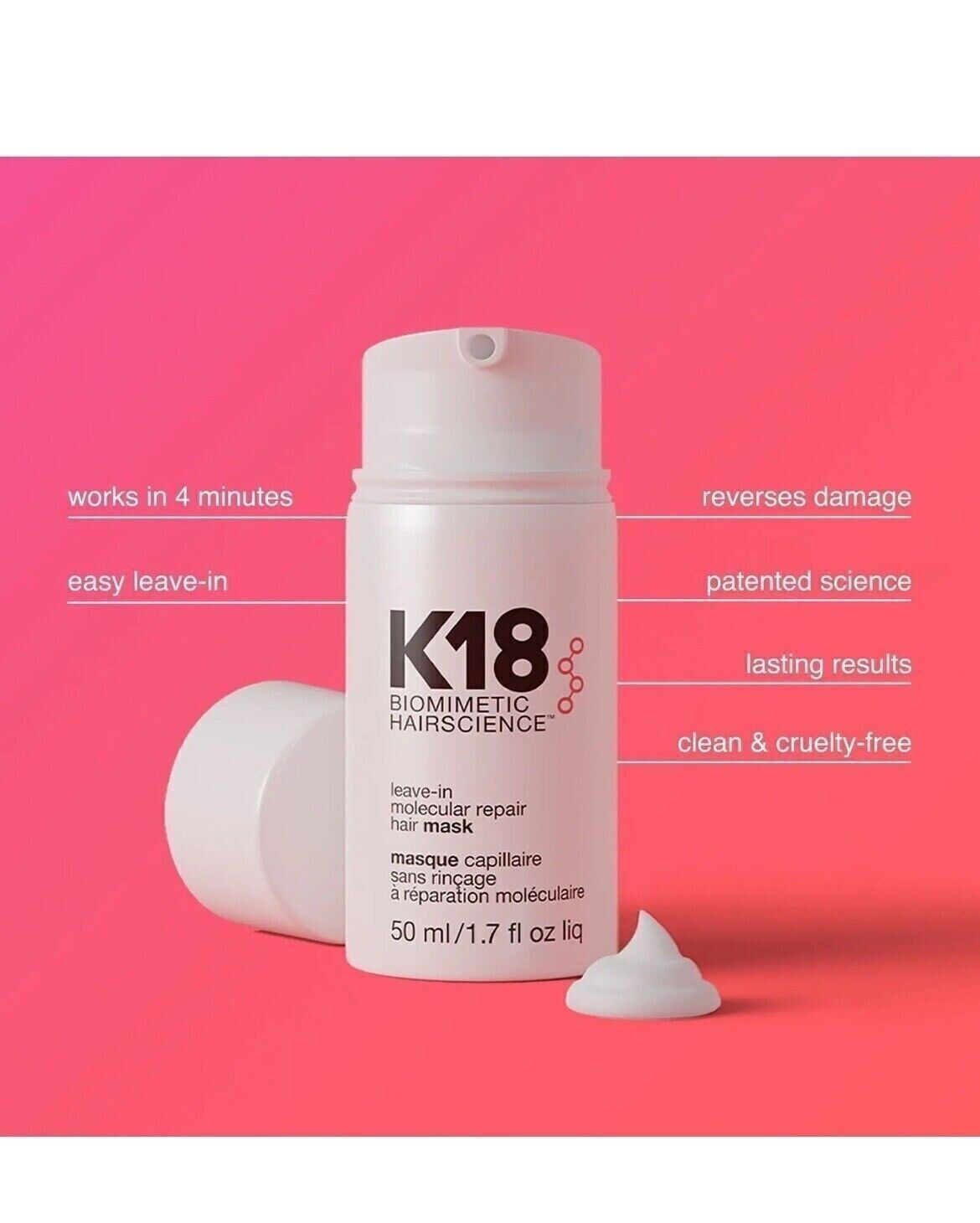 NEW 50ml K18 LeaveIn Molecular Repair Hair Mask Conditioner For All