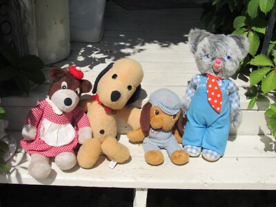 VINTAGE TEDDY BEAR RED BROWN PLUSH SEWING BUTTON EYES 195OS 60S