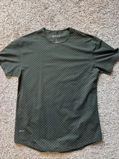 Men’s BYLT DROP CUT LUX T SHIRT DARK GREEN LARGE WITH POLKA DOTS