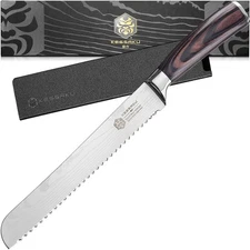 Serrated Bread Knife - 8 inch - Samurai Series - High Carbon Steel - Wood Handle