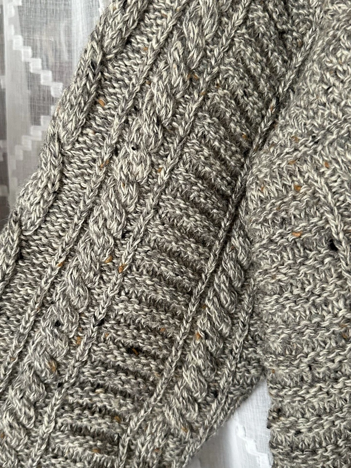 Bonner Of Ireland Sweater Pure New Wool Fisherman Cable Knit Chunky Gray XL - Image 3 of 4