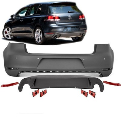 Stoßstange Hinten Parkhilfe 4 Löcher ABS + Diffusor passt für Golf 6 GTI Umbau