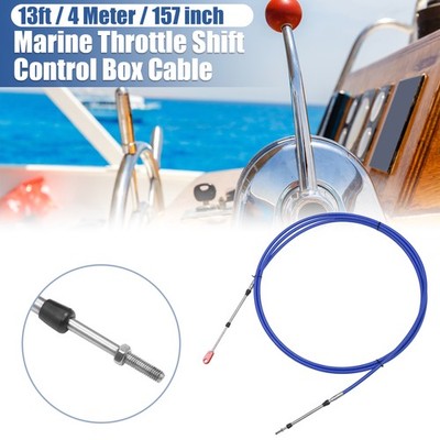 1pcs 13ft 157 Inch Marine Throttle Shift Control Box Cable with Clevis Blue