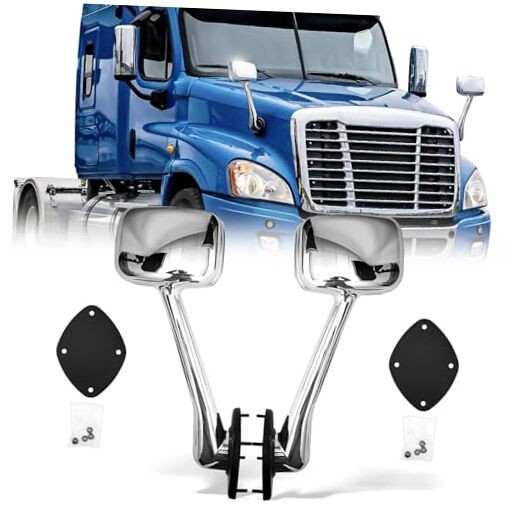 Freightliner Cascadia 2008-2017 Hood Mirror Full Chrome for Semi Trucks-image