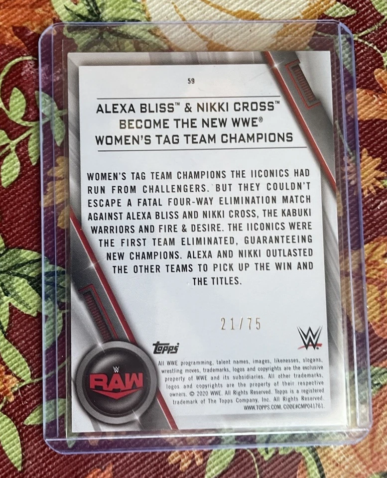 2020Topps WWE Women's Division Card #59 Green Alexa Bliss & Nikki Cross 21 / 75 - Image 2 of 2