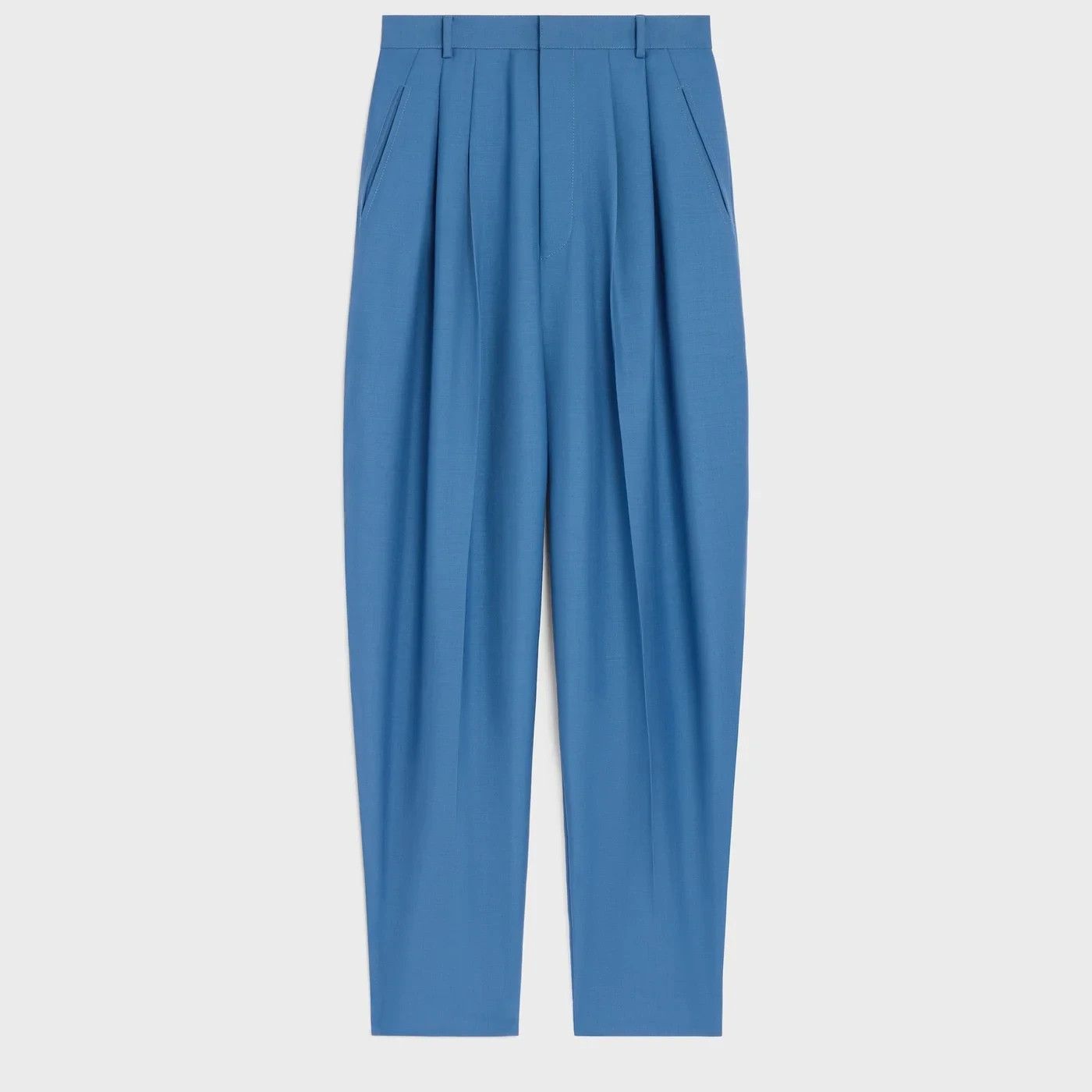 CELINE Light Blue Montauk Wool Blend Trousers New & Authentic