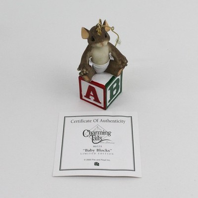 2003 Fitz & Floyd Charming Tails Baby Blocks Ornament 86133 Mit Box COA