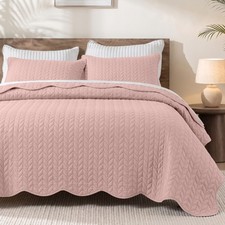 3-Piece Cal King Bedspread Set Embossed California King Quilted Coverlet Bedding