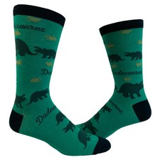 Men's Dadasaurus Socks Funny Fathers Day Dad Dinosaur T-Rex Graphic Novelty