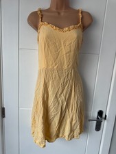 New Look Pale Yellow Frill Strap Skater Mini Sundress Summer UK 14 M B63
