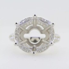 15MM Round Shape Semi Mount Ring 925 Sterling Silver Cocktail Ring For Women