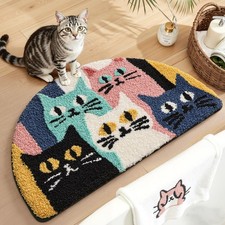 Cute Animal Cat Bathroom Rug Absorbent Microfiber NonSlip Bath Mat 20x32 Inch