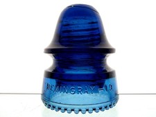 MINT- DARK COBALT BLUE W/ SWIRLS HEMINGRAY-19 Glass Railroad Signal Insulator