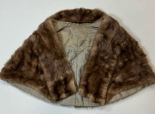 Vintage Fur Mink Cape Stole Wrap Brown CNJ Sz S/M Pls Read As-is