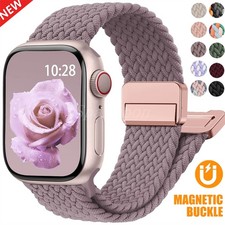 Braided Band For Apple Watch Solace 38/40/41mm 42/44/45/46/49mm Magnetic Nylon