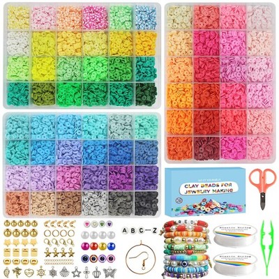 Fournine 15800 Stck. Ton Perlen Armband Herstellung Kit, 3 Boxen 72 Farben Polymer