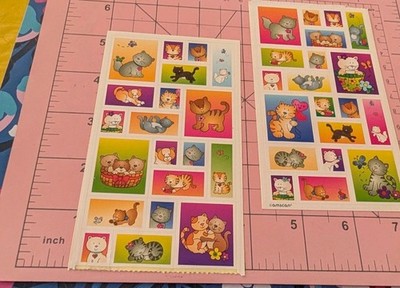 Vintage Stickers Amscan Cats Kittens Lot Of 2 Sheets READ