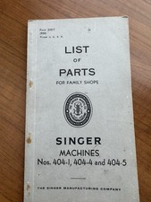 RARE 1958 LIST OF PARTS BOOK by SINGER 404 1-5  SEWING MACHINE “Collectors”