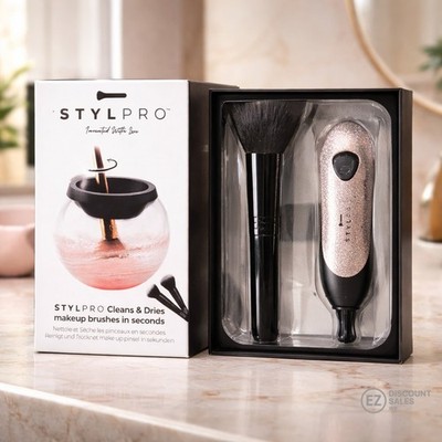 STYLPRO Elektrischer Make-up Pinsel Reiniger & Trockner Gepard Druck Schnelltrocknend Neu Verpackt