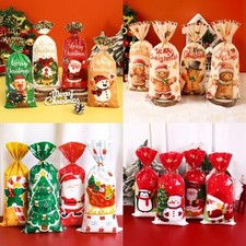25/50/100Pcs Christmas Candy Cookie Bags Santa Claus Snowman Gift Bags Christmas