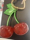 NEW NWT Betsey Johnson Handbag Charm Key Ring Clip Gold Acrylic Cherries — photo 1