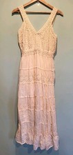 Ivory Tiered Lightweight Sleeveless Boho Hippie Maxi Dress Sz 1X