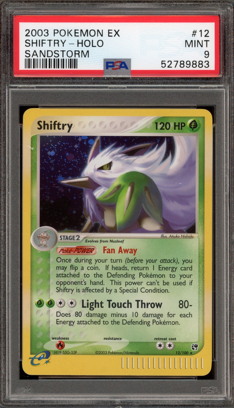 Pokemon Shiftry EX Sandstorm Holo Rare #12 PSA 9 Mint