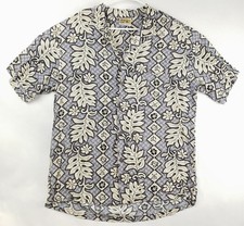 Winnie Fashion Hawaiian Shirt Mens XL Gray Beige USA Made Button-Up