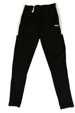 Fila Boys Jogger- Black w. White side Stripe-Size: M 10/12 - Pockets/leg Zipper