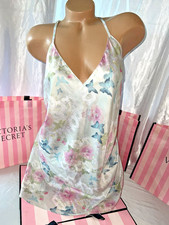 Victorias Secret Satin Nightie Babydoll Gown Floral XL